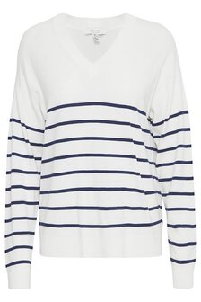 B.Young Morla V neck wit/blauw  streep