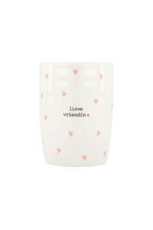 Zusss koffiemok hartjes lieve vriendin wit/roze