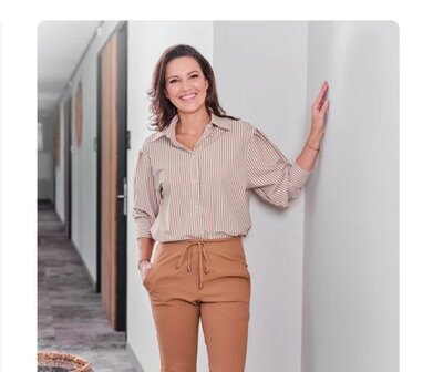 Mi Piace blouse stripe print Mocca/Kit