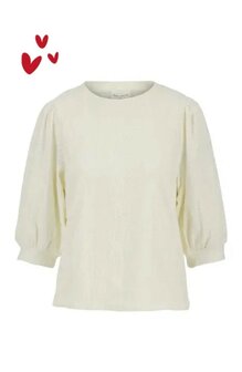 Zusss Top van broderie korte mouw off white