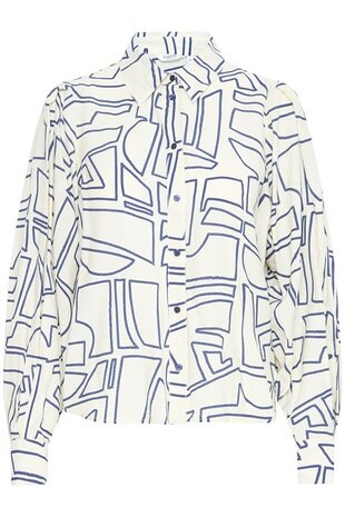 b.young  ilya blouse wit/blauw